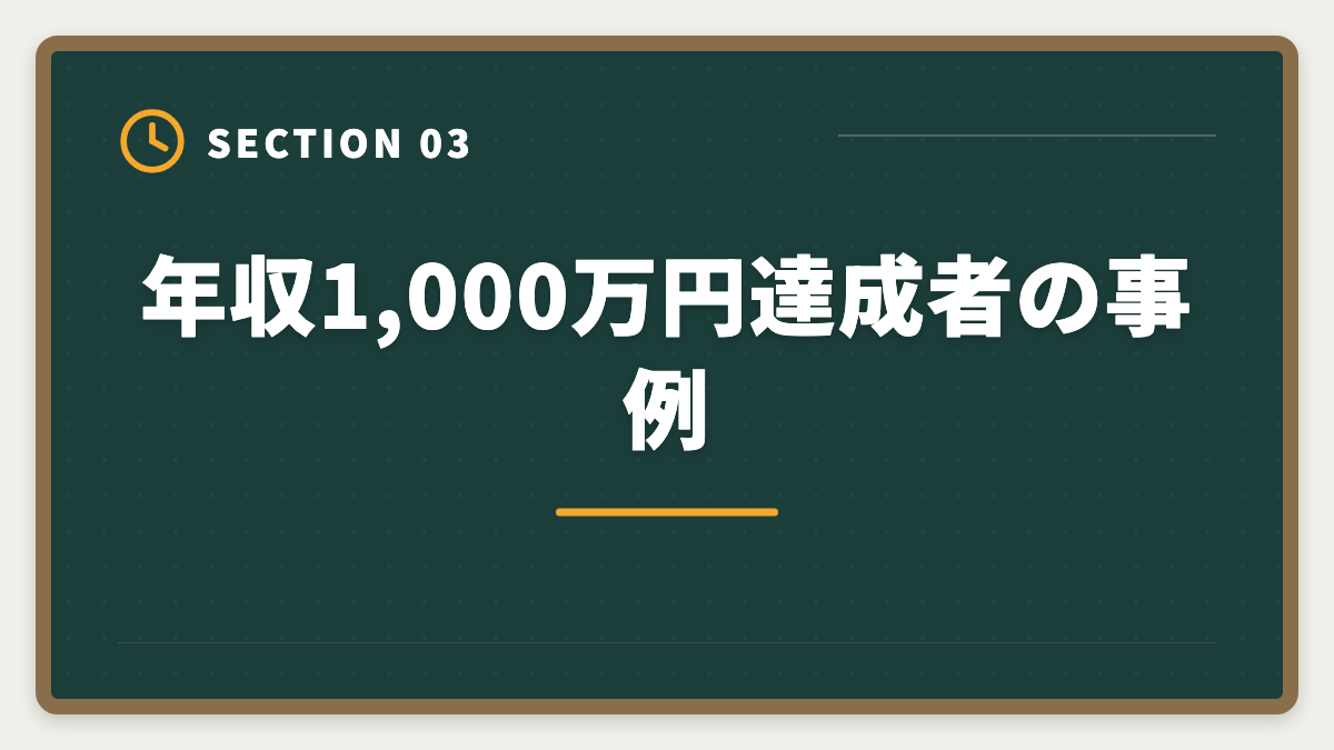 年収1,000万円達成者の事例|土地家屋調査士で年収1000万円を達成する5つの戦略|独立開業のリアルの図解
