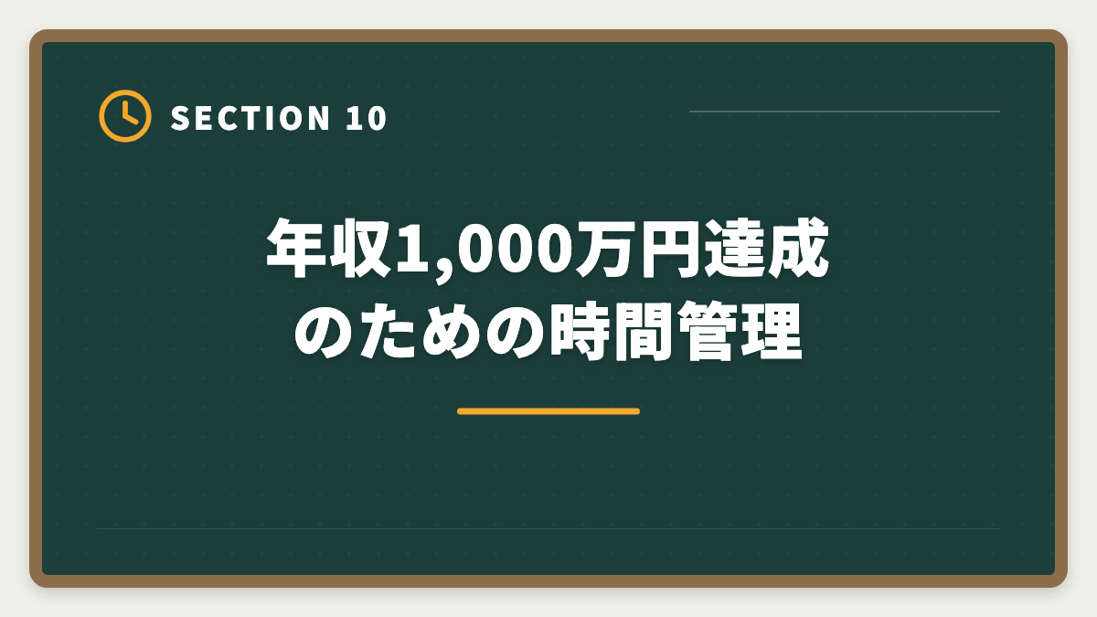 年収1,000万円達成のための時間管理|土地家屋調査士で年収1000万円を達成する5つの戦略|独立開業のリアルの図解