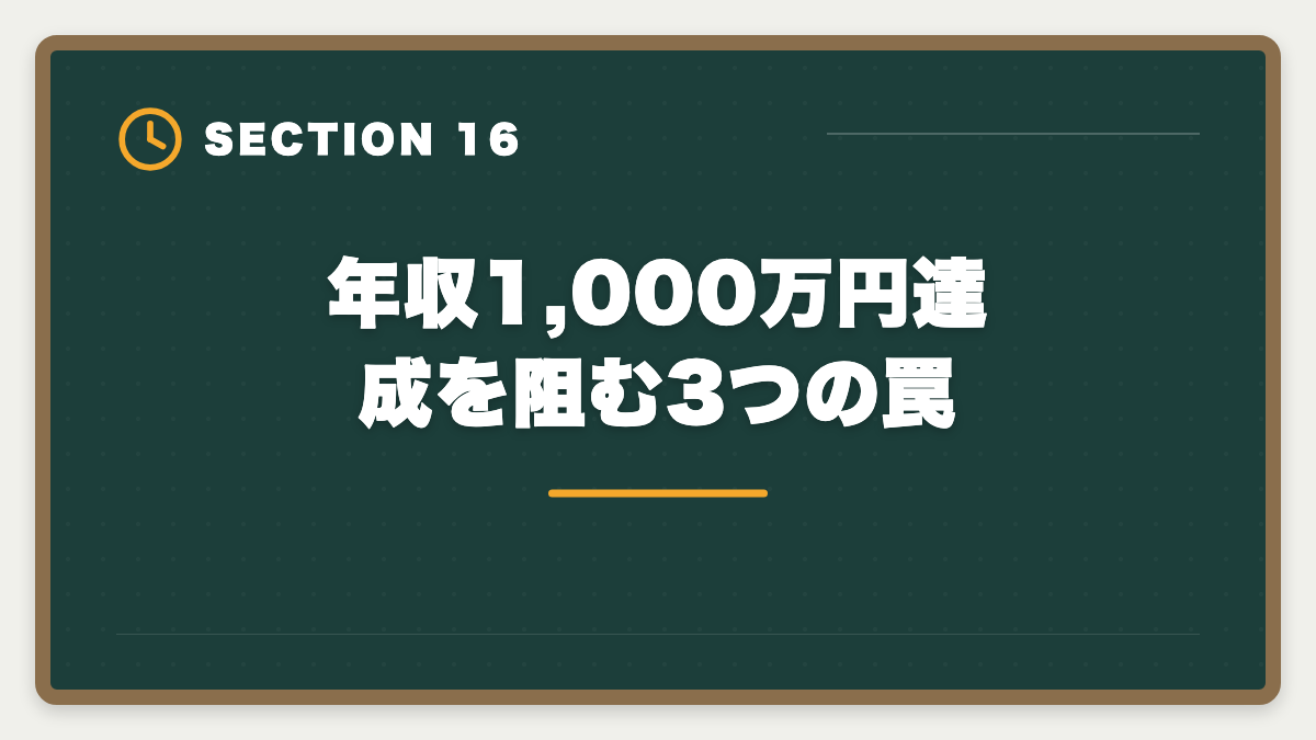 年収1,000万円達成を阻む3つの罠|土地家屋調査士で年収1000万円を達成する5つの戦略|独立開業のリアルの図解