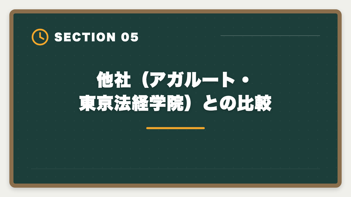 他社(アガルート・東京法経学院)との比較|スタディング土地家屋調査士講座の評判は本当か?10万円台の品質を徹底検証の図解