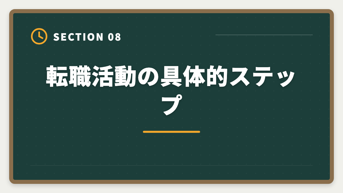 転職活動の具体的ステップ｜不動産鑑定士やめた後の仕事は？転職先TOP5と年収・成功事例を徹底解説の図解