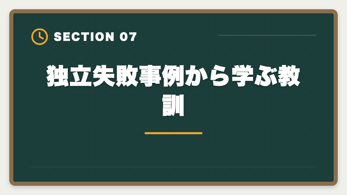 独立失敗事例から学ぶ教訓｜弁理士の独立失敗を避ける5戦略！廃業率と成功事例を徹底解説の図解