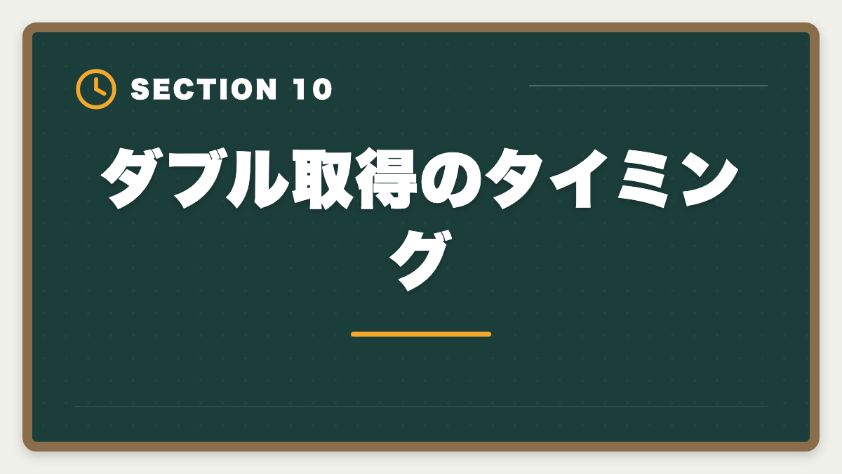 ダブル取得のタイミング|土地家屋調査士と司法書士のダブル取得は最強!年収2000万円実現戦略の図解