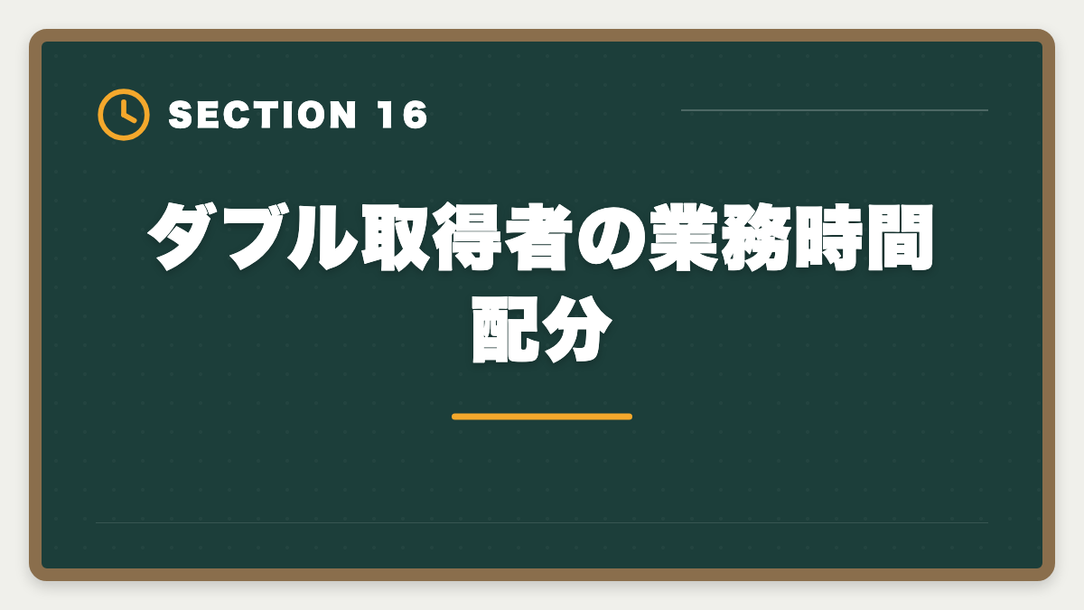 ダブル取得者の業務時間配分|土地家屋調査士と司法書士のダブル取得は最強!年収2000万円実現戦略の図解