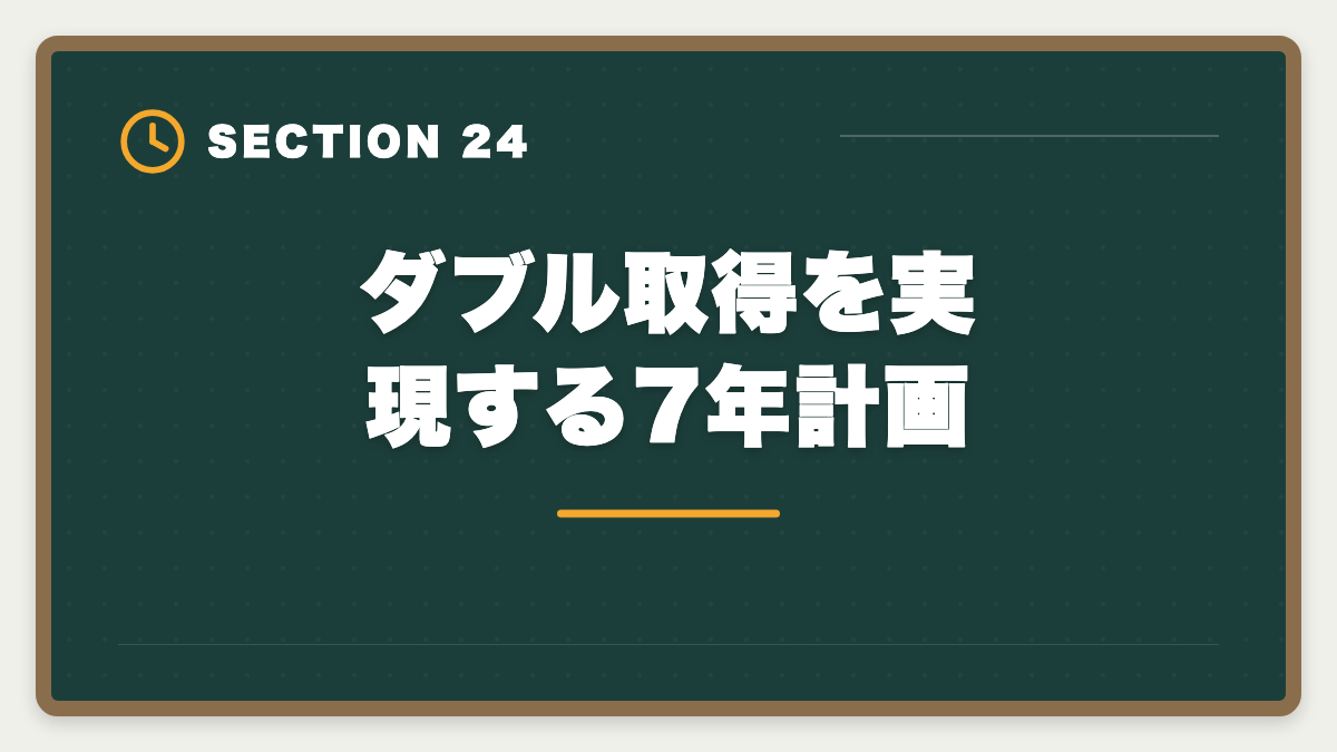 ダブル取得を実現する7年計画|土地家屋調査士と司法書士のダブル取得は最強!年収2000万円実現戦略の図解