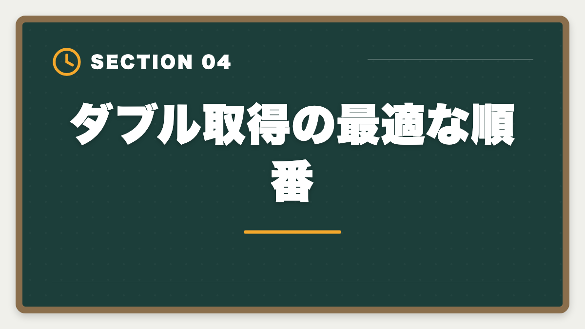 ダブル取得の最適な順番｜土地家屋調査士と行政書士のダブル取得！年収2000万円実現の最強戦略の図解