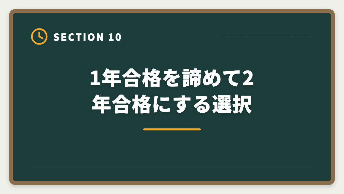 1年合格を諦めて2年合格にする選択｜不動産鑑定士1年合格は可能？必要勉強時間と戦略を徹底解説の図解