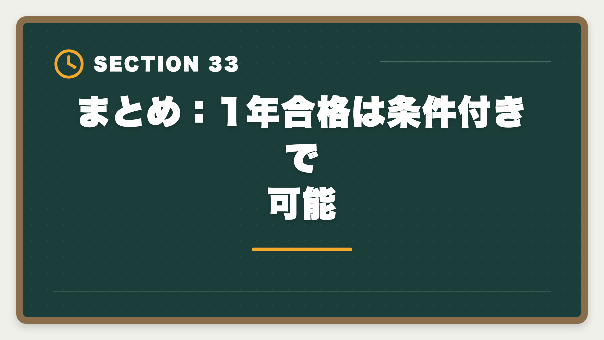 まとめ：1年合格は条件付きで可能｜不動産鑑定士1年合格は可能？必要勉強時間と戦略を徹底解説の図解