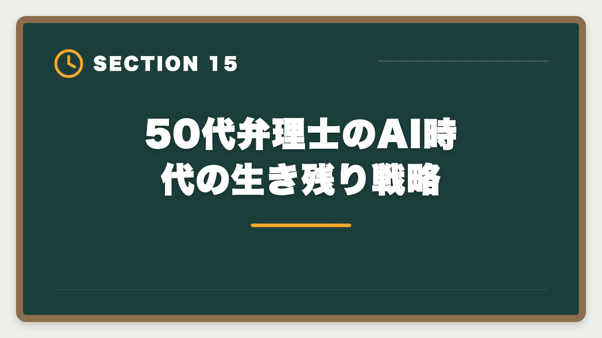 50代弁理士のAI時代の生き残り戦略｜弁理士は50代から挑戦できる！セカンドキャリアで年収1500万円実現戦略の図解