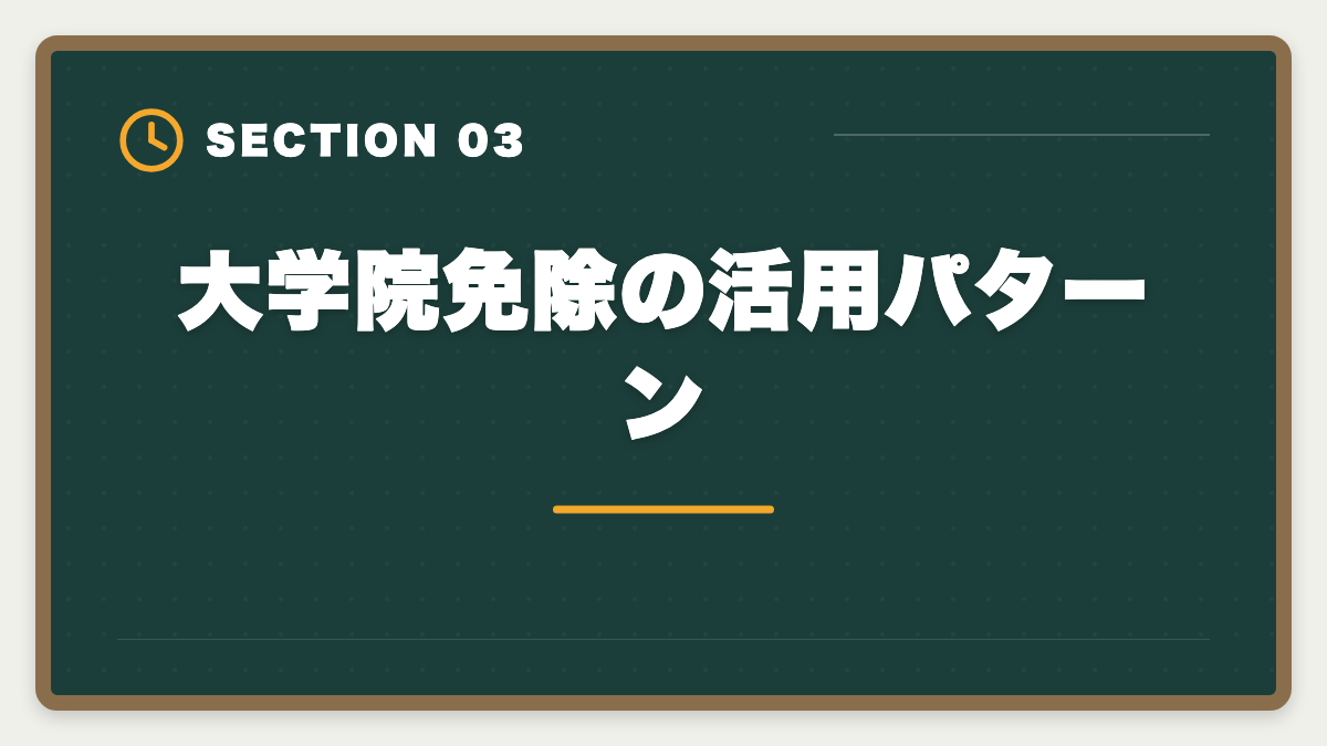 大学院免除の活用パターン｜弁理士の大学院免除を完全活用！選択科目免除の条件と対象大学院を徹底解説の図解