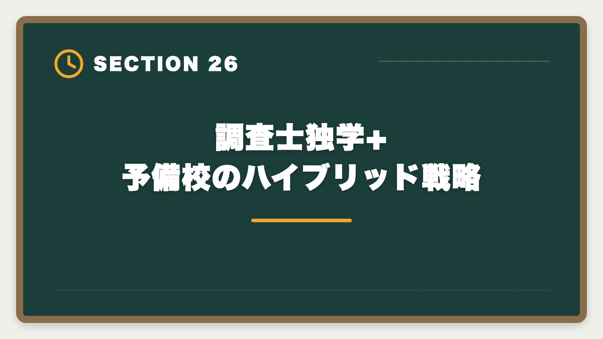 調査士独学+予備校のハイブリッド戦略|土地家屋調査士は独学で合格できる?合格率2%の現実とハイブリッド戦略を徹底解説の図解