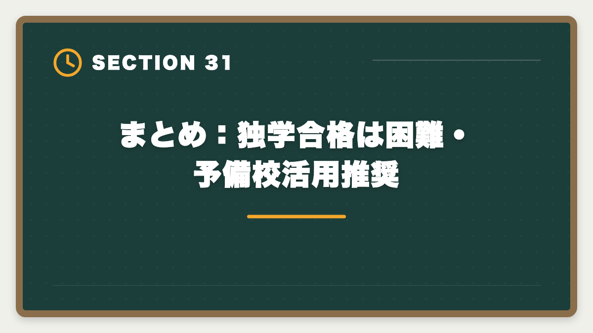まとめ:独学合格は困難・予備校活用推奨|土地家屋調査士は独学で合格できる?合格率2%の現実とハイブリッド戦略を徹底解説の図解