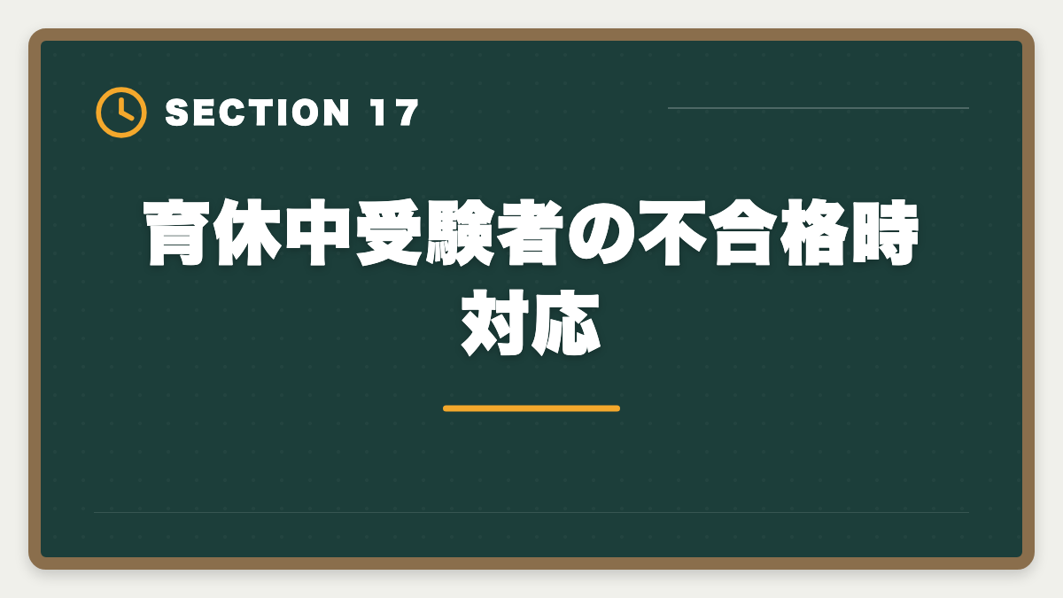育休中受験者の不合格時対応｜弁理士は育休中に合格できる？1日3時間×1〜2年の戦略を現役士業が徹底解説の図解