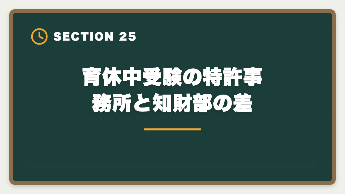 育休中受験の特許事務所と知財部の差｜弁理士は育休中に合格できる？1日3時間×1〜2年の戦略を現役士業が徹底解説の図解