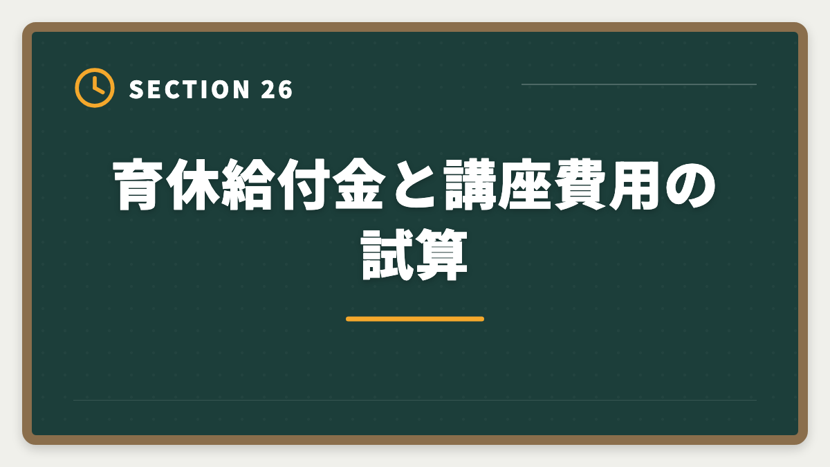 育休給付金と講座費用の試算｜弁理士は育休中に合格できる？1日3時間×1〜2年の戦略を現役士業が徹底解説の図解