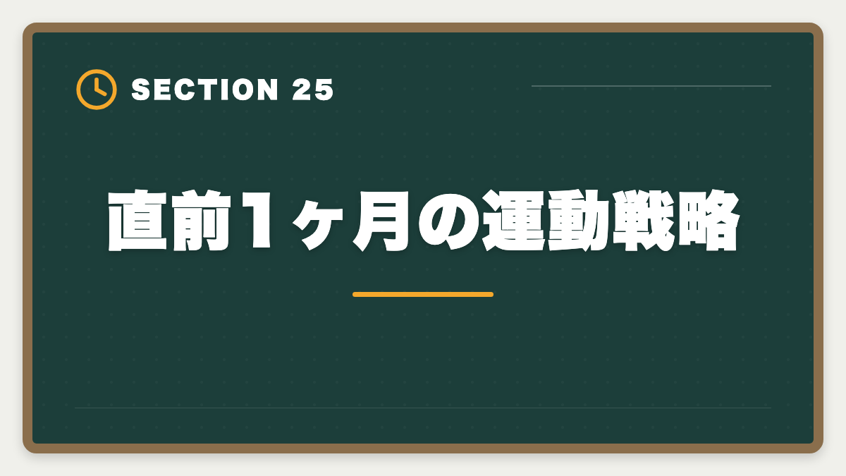直前1ヶ月の運動戦略｜土地家屋調査士試験直前1ヶ月の過ごし方｜書式特化×模試3回で逆転合格の図解