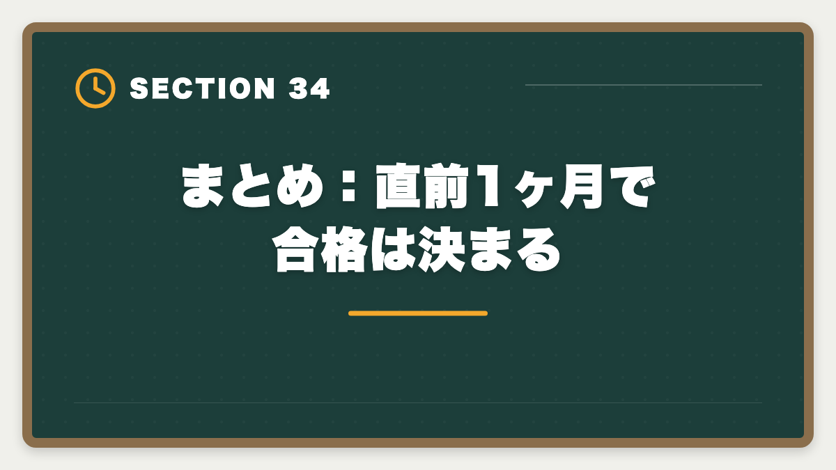 まとめ：直前1ヶ月で合格は決まる｜土地家屋調査士試験直前1ヶ月の過ごし方｜書式特化×模試3回で逆転合格の図解