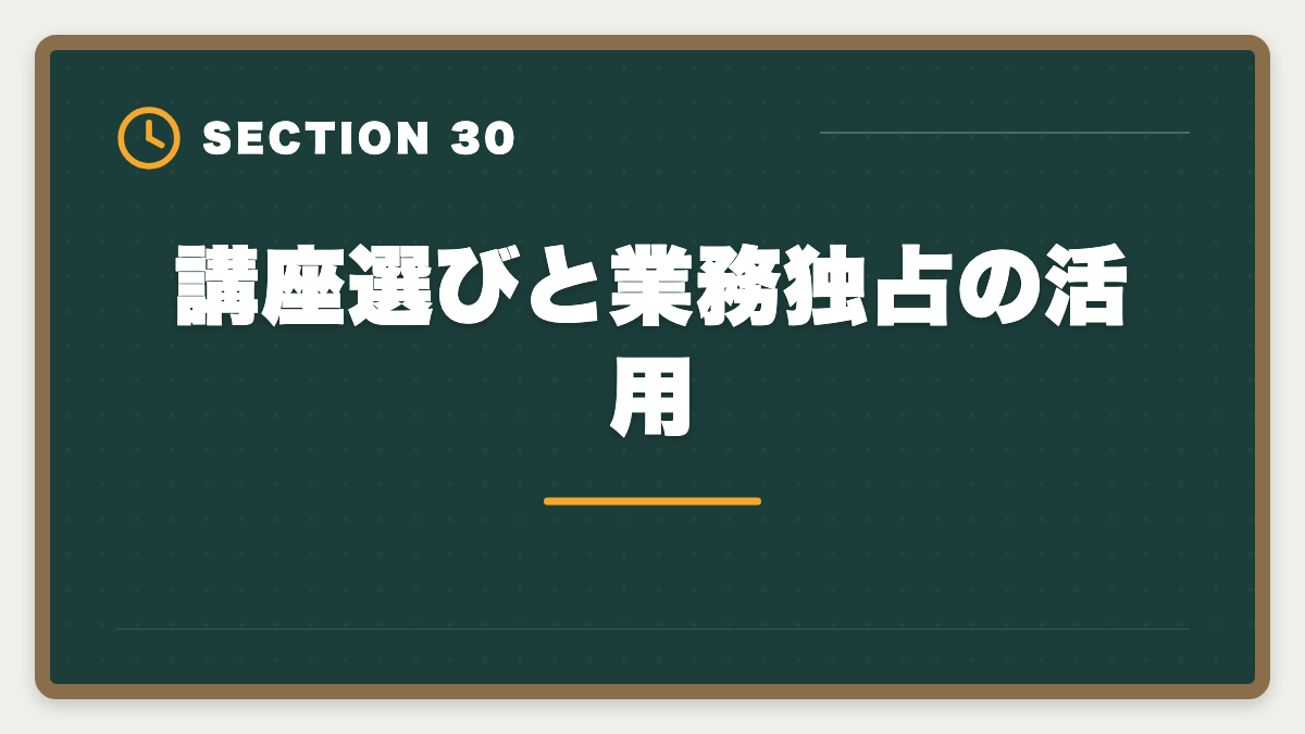 講座選びと業務独占の活用｜土地家屋調査士講座の比較・評判完全ガイド｜東京法経学院×アガルート×LEC徹底分析の図解