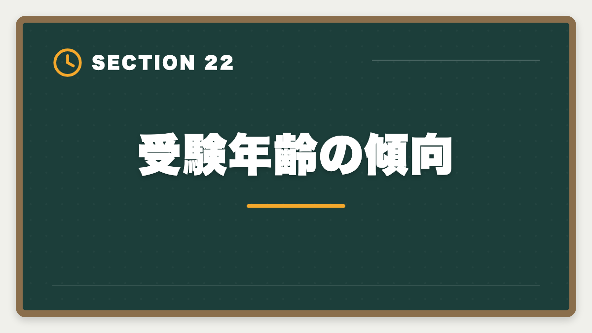 受験年齢の傾向|土地家屋調査士と測量士補の取得順番|午前免除で合格率2倍の王道戦略の図解