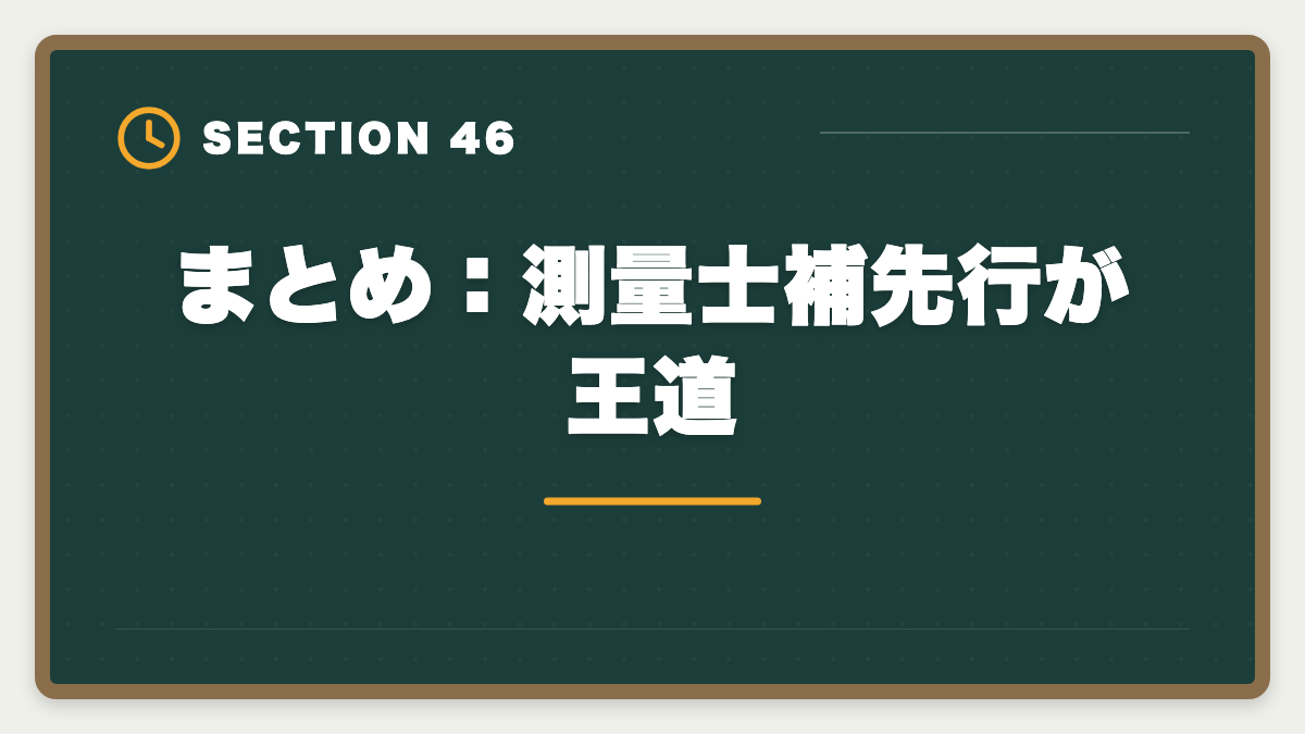 まとめ:測量士補先行が王道|土地家屋調査士と測量士補の取得順番|午前免除で合格率2倍の王道戦略の図解