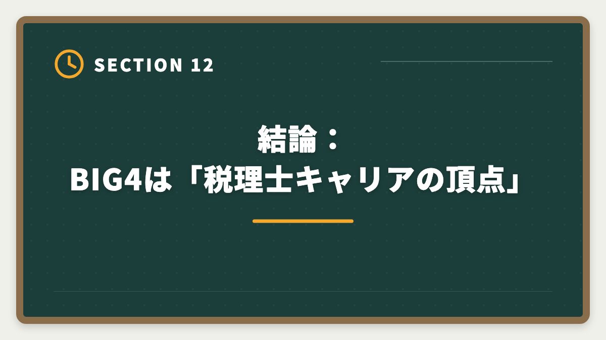 結論：BIG4は「税理士キャリアの頂点」｜税理士でBIG4税理士法人に入社する方法｜年収・必要スキル・3つのルートの図解