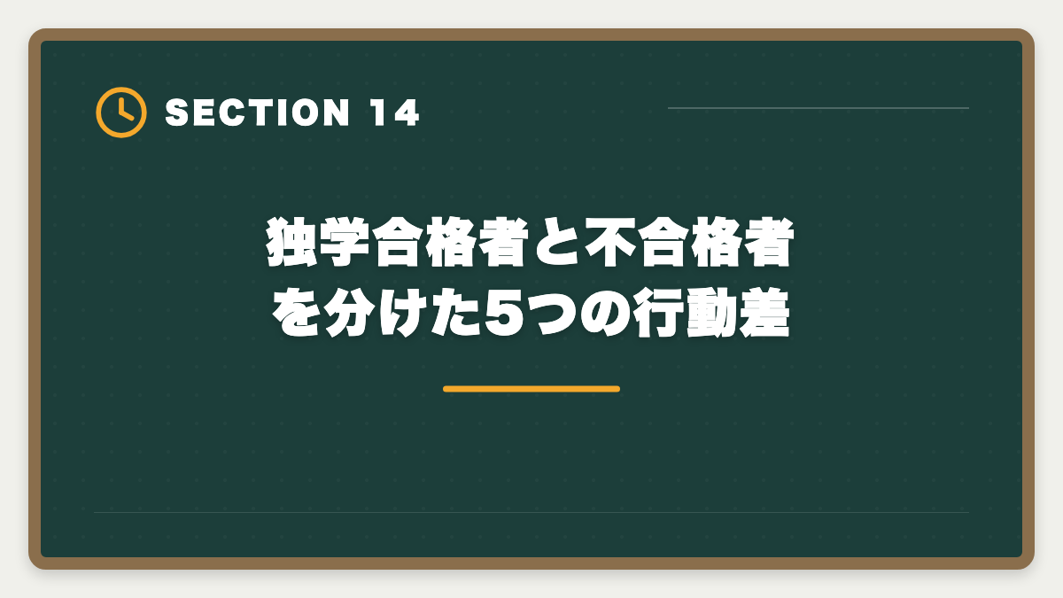 独学合格者と不合格者を分けた5つの行動差|宅建独学は諦めるべき?3ヶ月目で判断する講座切り替えタイミング完全ガイドの図解