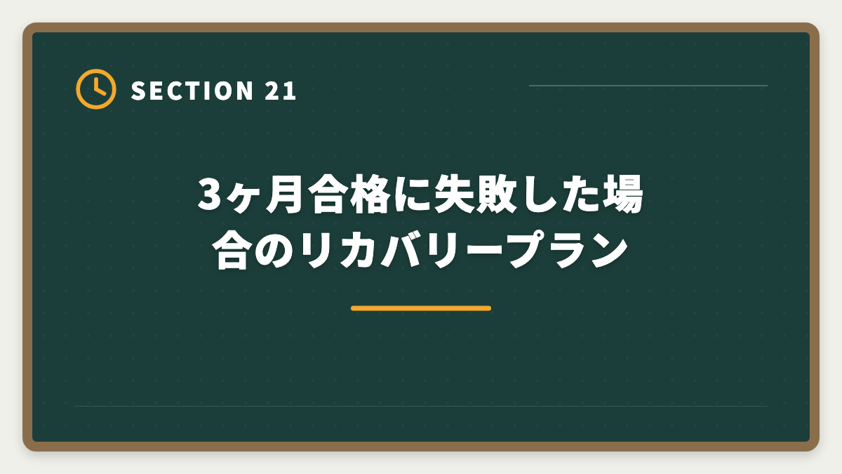 3ヶ月合格に失敗した場合のリカバリープラン｜宅建を3ヶ月で合格は無理？条件付きで可能・短期合格者の戦略完全ガイドの図解