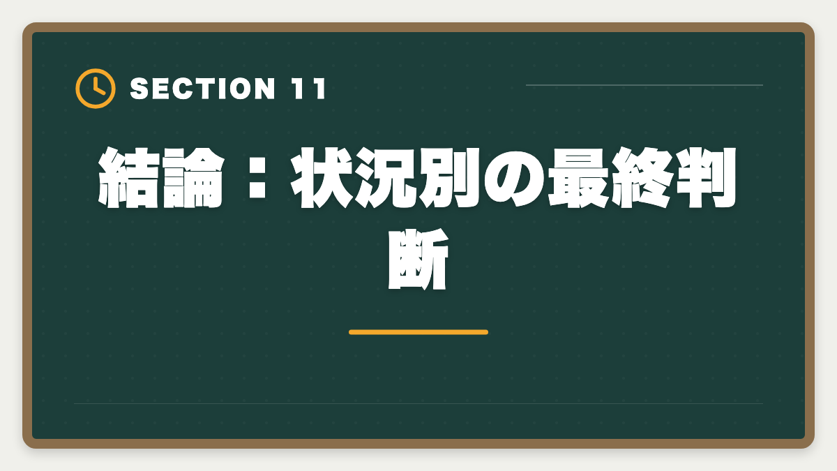 結論：状況別の最終判断｜弁理士スタディングvsアガルート徹底比較【現役士業が論文対策まで分析】の図解