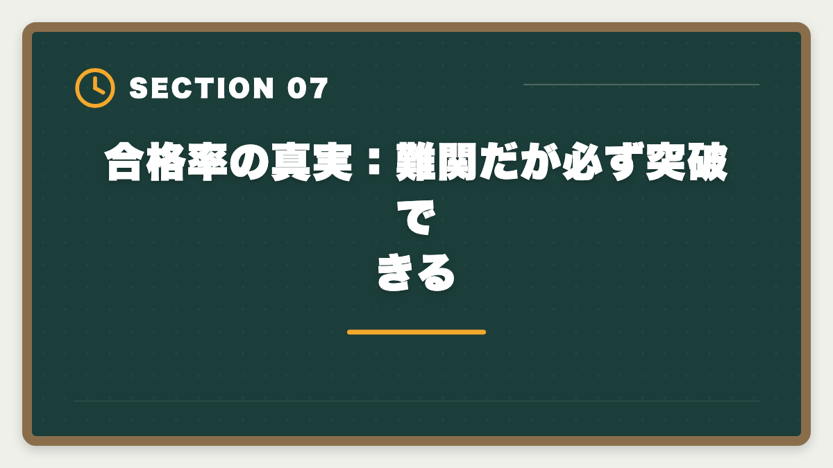 合格率の真実：難関だが必ず突破できる｜弁理士試験の合格率は6〜8%｜難易度・受験者属性・合格戦略を完全解説の図解