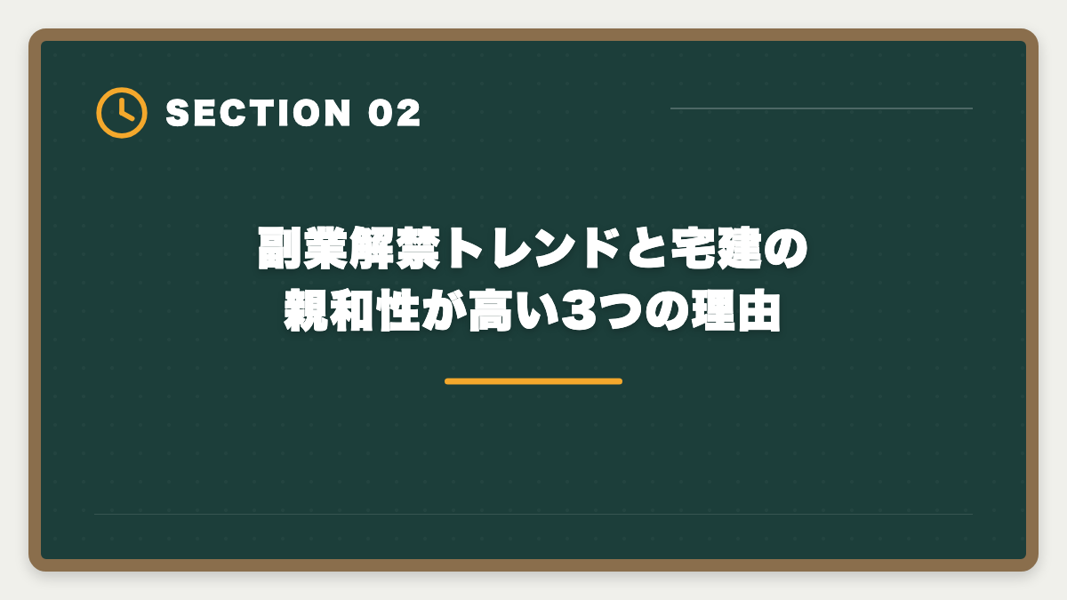 副業解禁トレンドと宅建の親和性が高い3つの理由｜会社員のダブルワークで宅建取得|副業解禁時代の活用法と就業規則チェックの図解