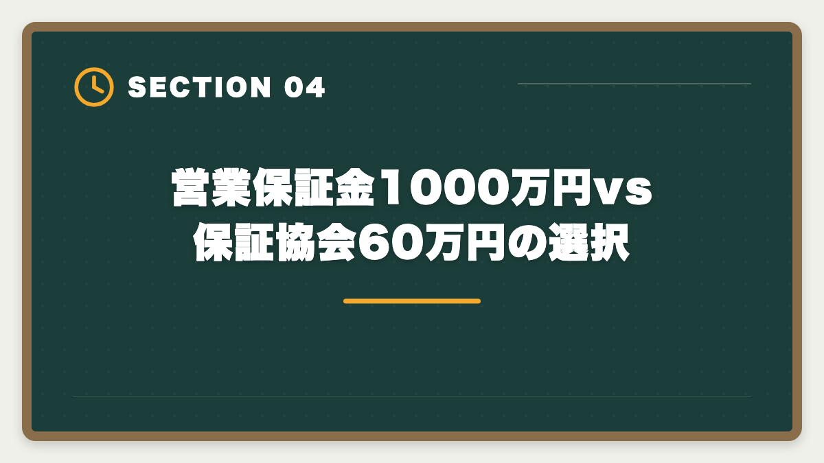 営業保証金1000万円vs保証協会60万円の選択｜宅建で独立開業して年収1000万円超を目指す方法|個人事業主スタートの完全ロードマップの図解