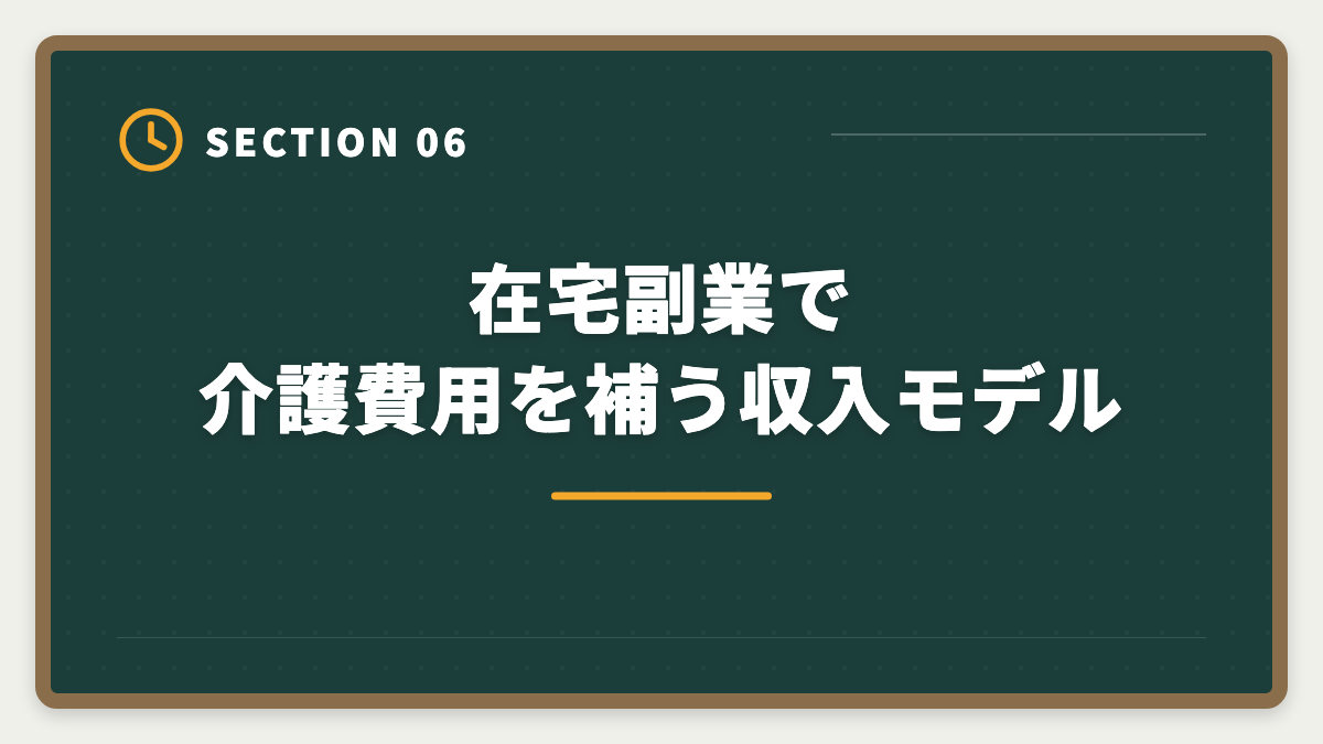 在宅副業で介護費用を補う収入モデル｜親の介護と宅建勉強を両立する方法|在宅副業で生活費を補う完全ガイドの図解