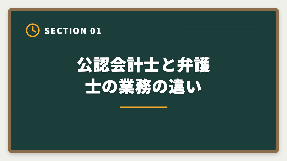 公認会計士と弁護士の業務の違い｜公認会計士vs弁護士｜どちらを選ぶべきか業務・年収・難易度を徹底比較の図解