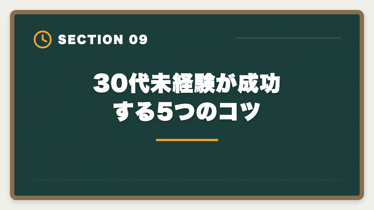 30代未経験が成功する5つのコツ｜弁理士は30代未経験から転職できる｜合格者の40%が30代の現実とロードマップの図解