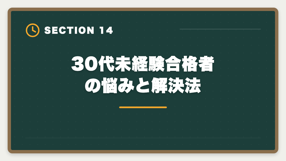 30代未経験合格者の悩みと解決法｜弁理士は30代未経験から転職できる｜合格者の40%が30代の現実とロードマップの図解