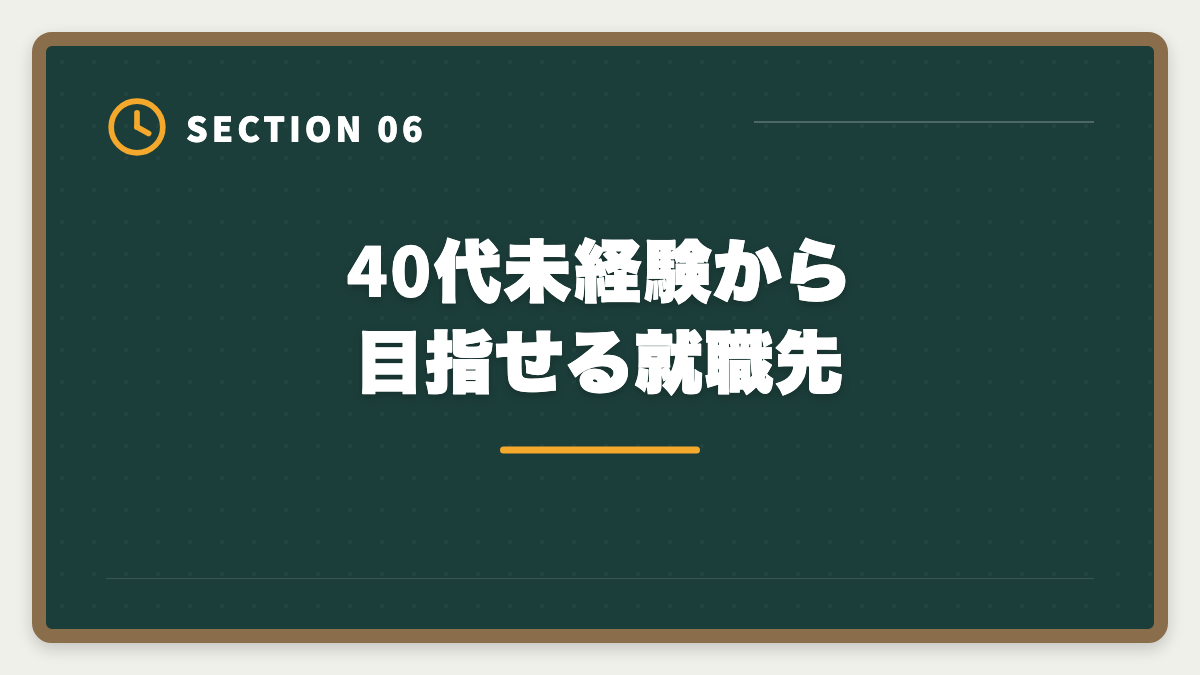 40代未経験から目指せる就職先｜土地家屋調査士は40代未経験から転職できる｜合格者の30%が40代の現実の図解