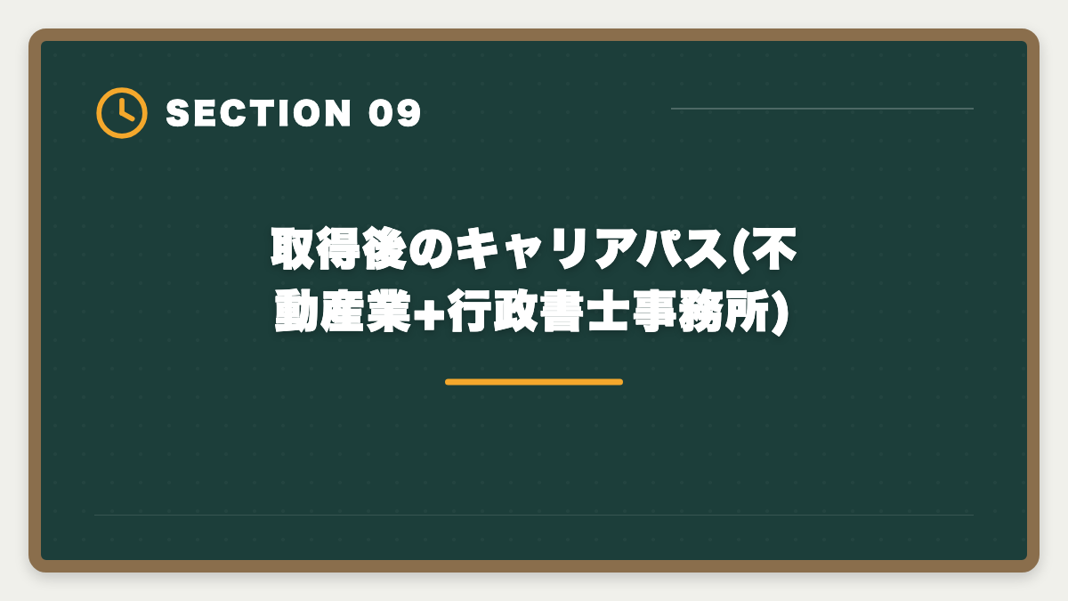 取得後のキャリアパス(不動産業+行政書士事務所)｜宅建と行政書士のダブルライセンスで独立年収UP|取得順序・難易度・相乗効果ガイドの図解