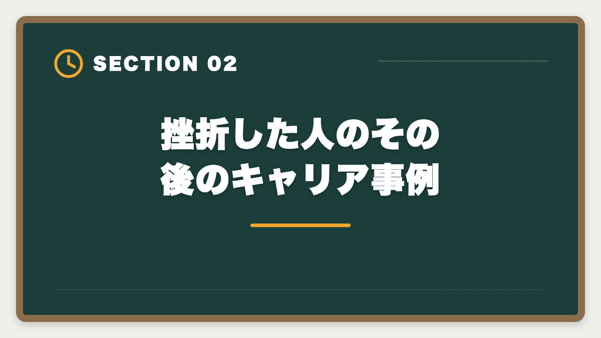 挫折した人のその後のキャリア事例｜弁理士をやめた後のキャリア｜挫折者の転職先と受験経験の活かし方の図解