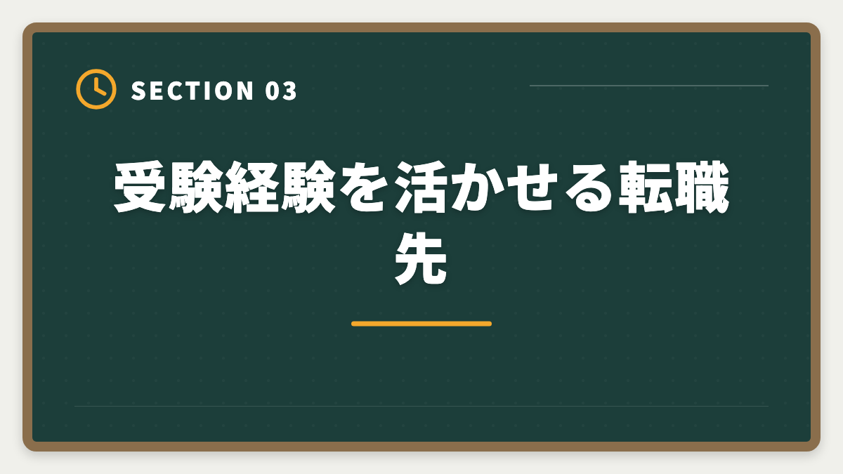 受験経験を活かせる転職先｜弁理士をやめた後のキャリア｜挫折者の転職先と受験経験の活かし方の図解