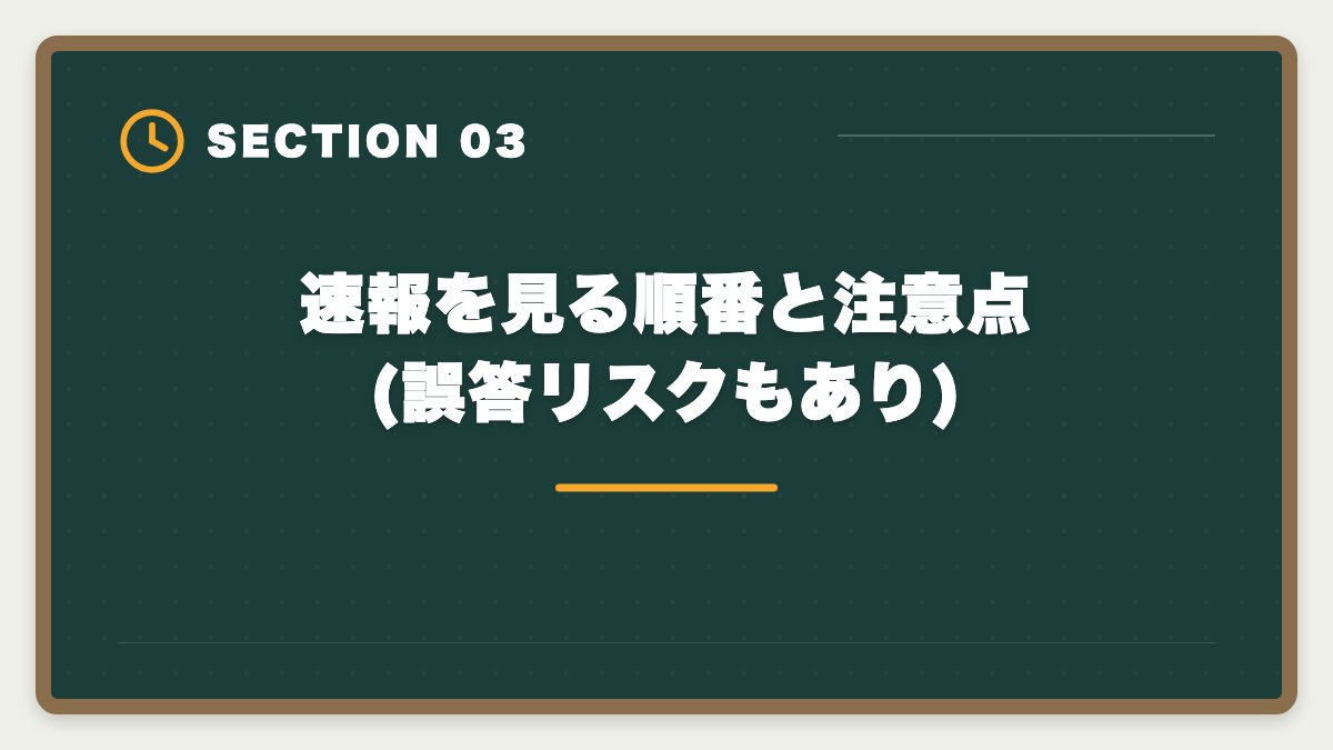 速報を見る順番と注意点(誤答リスクもあり)｜宅建解答速報で自己採点する方法|各社速報の見方と本試験合否予想ガイドの図解