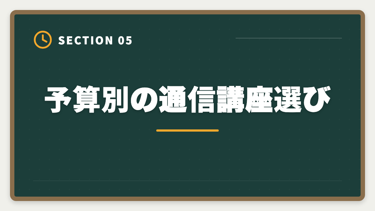 予算別の通信講座選び|スタディング不動産鑑定士講座は未対応|代替案と最適な通信講座の図解