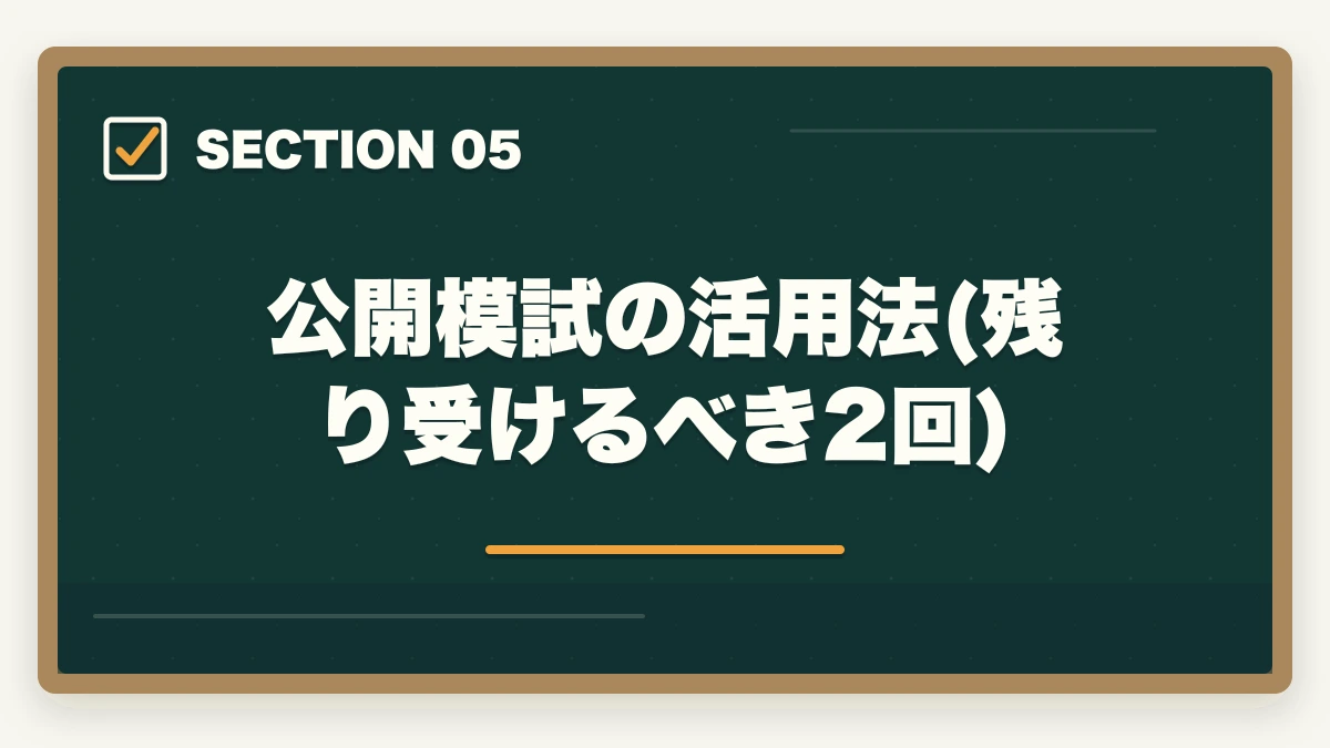公開模試の活用法(残り受けるべき2回)|宅建直前1ヶ月でやること完全チェックリスト|9月からの逆転合格スケジュールの図解