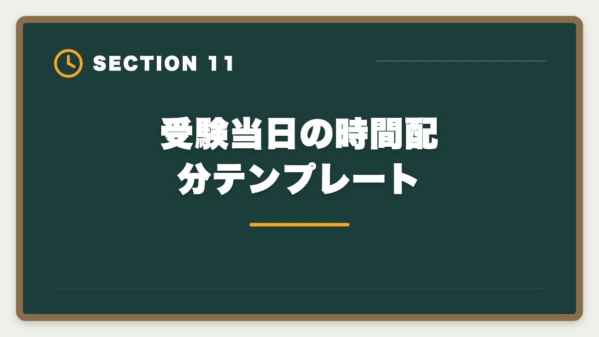 受験当日の時間配分テンプレート｜税理士試験「簿記論」勉強法の完全ガイド｜1年合格の5ステップ戦略の図解