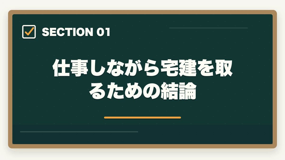 仕事しながら宅建を取るための結論|仕事しながら宅建を取る勉強時間確保術|1日2時間×6ヶ月で合格する社会人ロードマップの図解