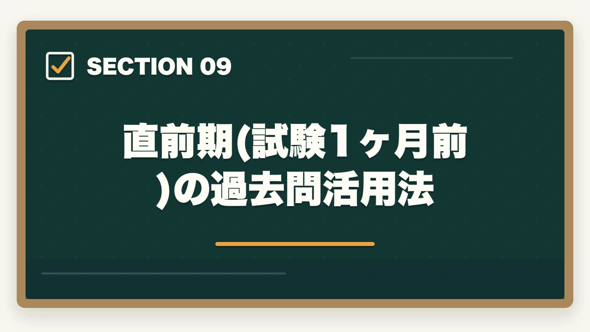 直前期(試験1ヶ月前)の過去問活用法｜宅建過去問の正しい解き方と順番|10年分5周で得点を10点上げる戦略の図解