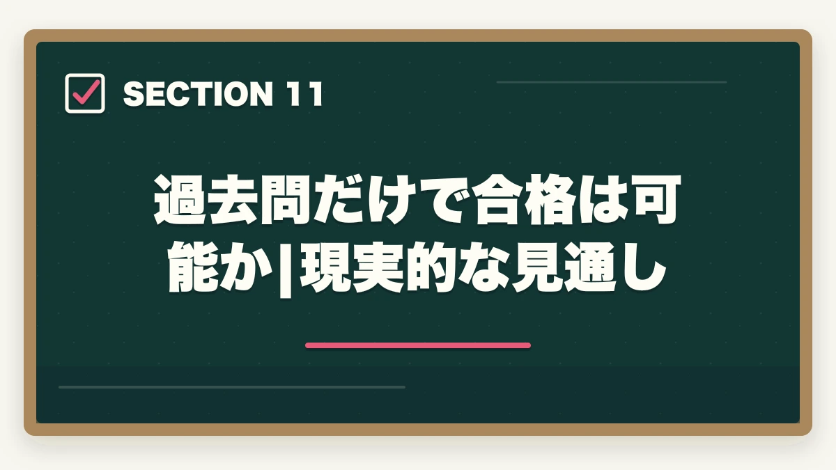 過去問だけで合格は可能か|現実的な見通し｜宅建過去問の正しい解き方と順番|10年分5周で得点を10点上げる戦略の図解