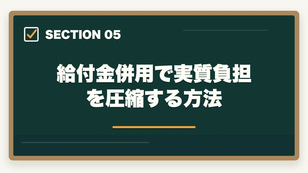 給付金併用で実質負担を圧縮する方法｜宅建講座代は退職金で元取れる?60代の投資回収シミュレーション完全公開の図解