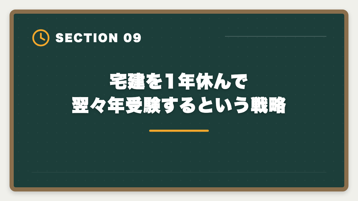 宅建を1年休んで翌々年受験するという戦略｜宅建ベテラン受験生が突破する5つの方法|5回以上不合格でも合格できる戦略の図解