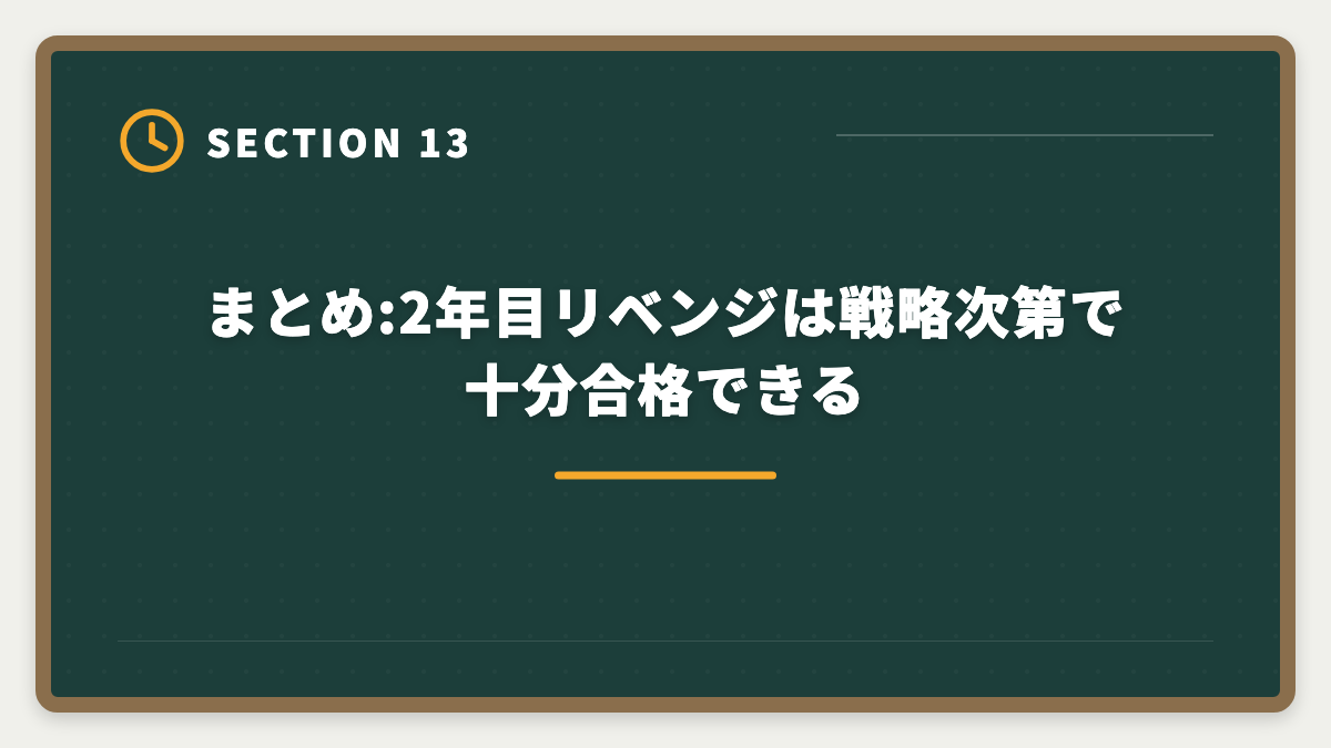 まとめ:2年目リベンジは戦略次第で十分合格できる|宅建2年目リベンジで合格する戦略|1年目の失敗を活かす5つの行動の図解