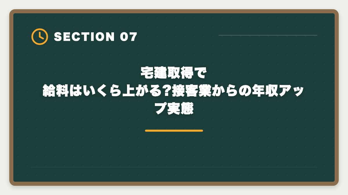 宅建取得で給料はいくら上がる?接客業からの年収アップ実態｜接客業から宅建で不動産業に転職|アパレル・飲食・ホテル経験が活きる業態の図解